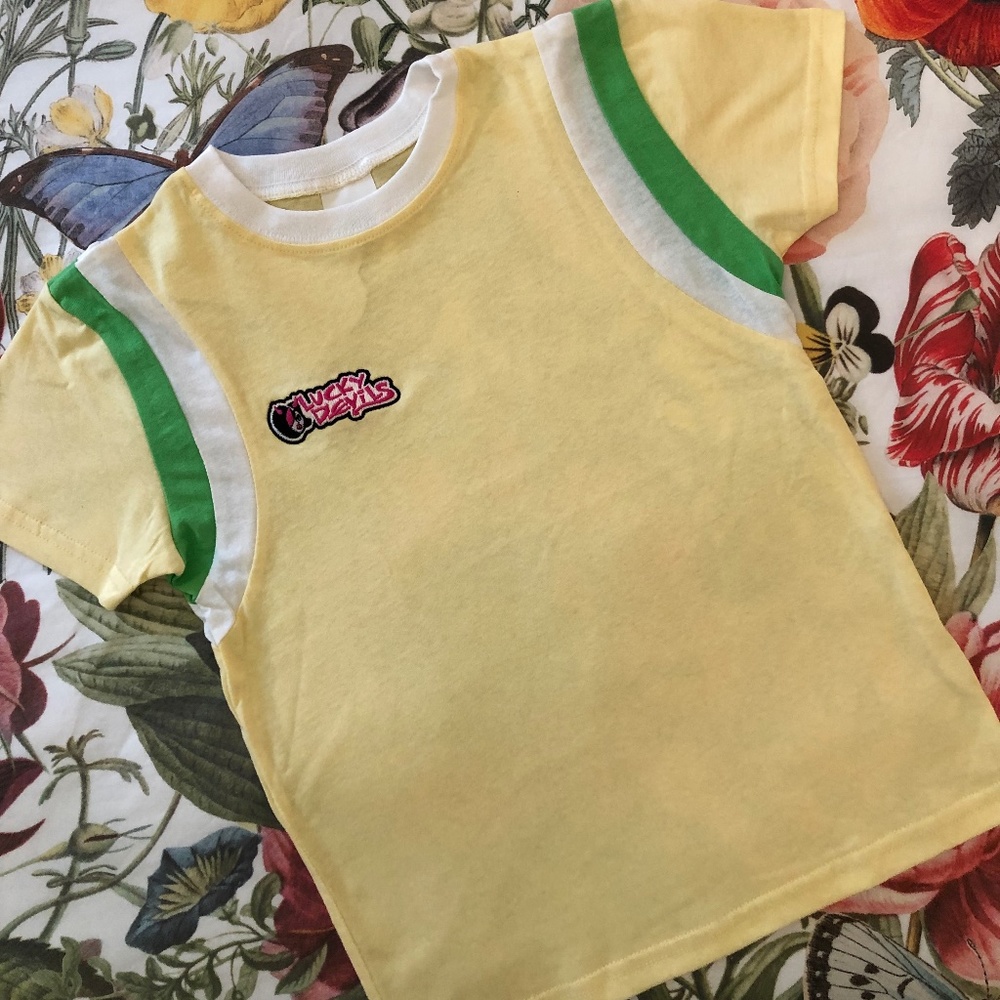 Lucky Devils "embroidered T-shirt in Lemon and Lime"